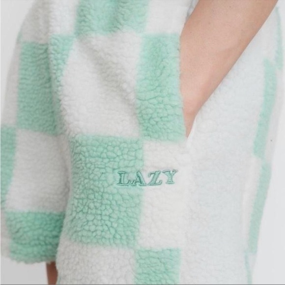 Lazy Oaf Limited Edition Pistachio Checkerboard Fleece Shorts - Picture 2 of 11
